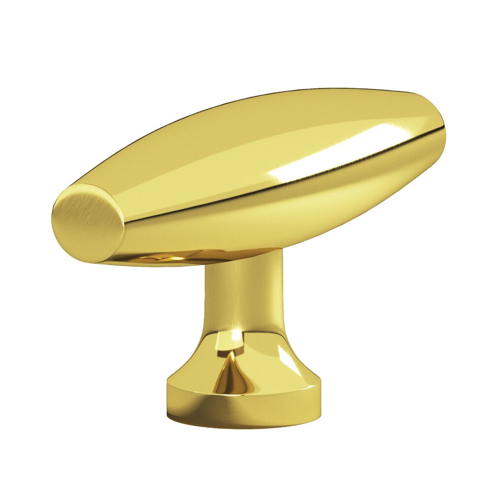 2" Long Cigar T Cabinet Knob With Flared Post In French Gold