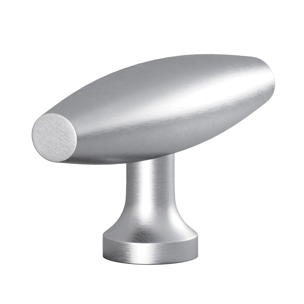 2" Long Cigar T Cabinet Knob With Flared Post In Matte Satin Chrome