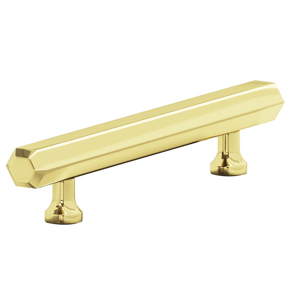 3 1/2" Centers Cabinet Pull Hand Finished in Polished Brass