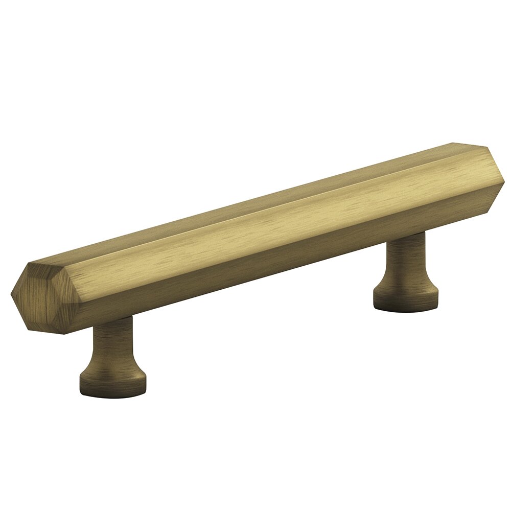 3 1/2" Centers Cabinet Pull Hand Finished in Matte Antique Brass