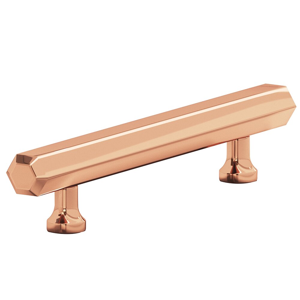 6" Centers Cabinet Pull Hand Finished in Polished Copper