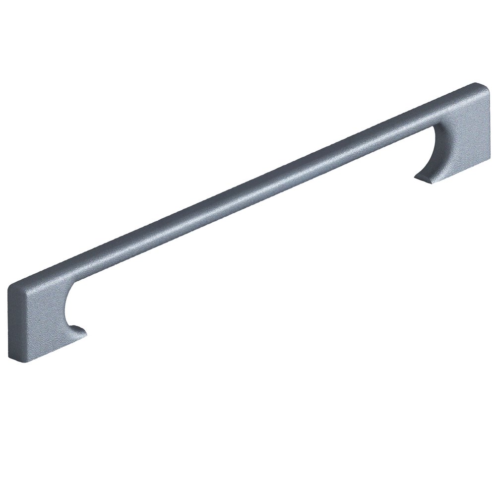 10" Centers Rectangular Cabinet Pull With Radiused Edges And Rectangular Scalloped Legs In Frost Chrome