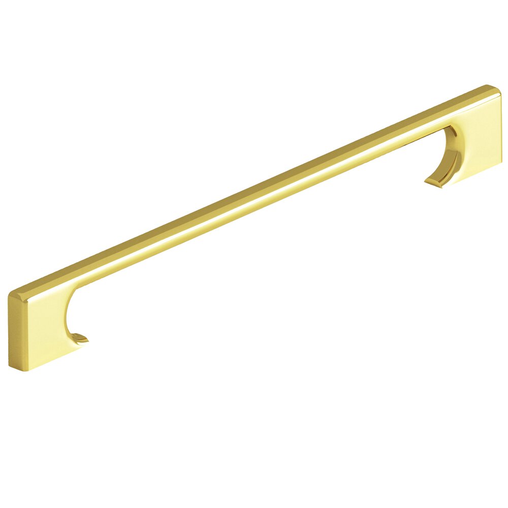 10" Centers Rectangular Cabinet Pull With Radiused Edges And Rectangular Scalloped Legs In French Gold