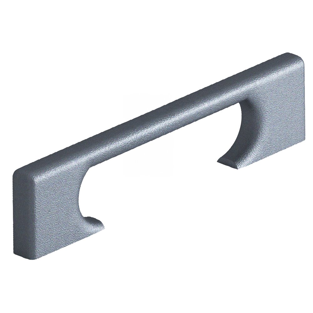 4" Centers Rectangular Cabinet Pull With Radiused Edges And Rectangular Scalloped Legs In Frost Chrome