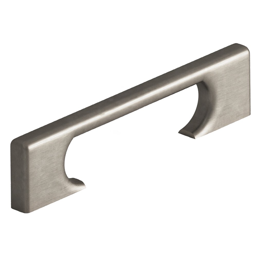4" Centers Rectangular Cabinet Pull With Radiused Edges And Rectangular Scalloped Legs In Matte Pewter