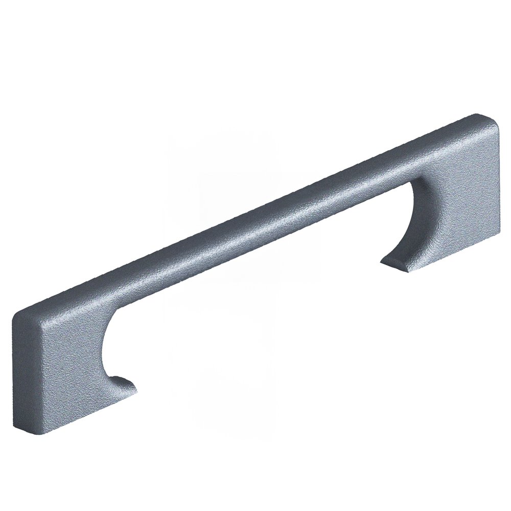 5" Centers Rectangular Cabinet Pull With Radiused Edges And Rectangular Scalloped Legs In Frost Chrome