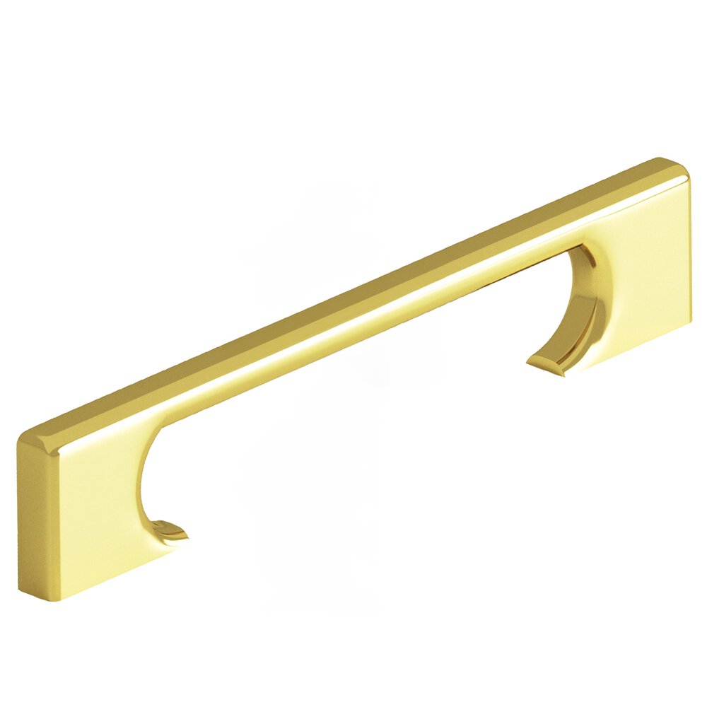 5" Centers Rectangular Cabinet Pull With Radiused Edges And Rectangular Scalloped Legs In French Gold