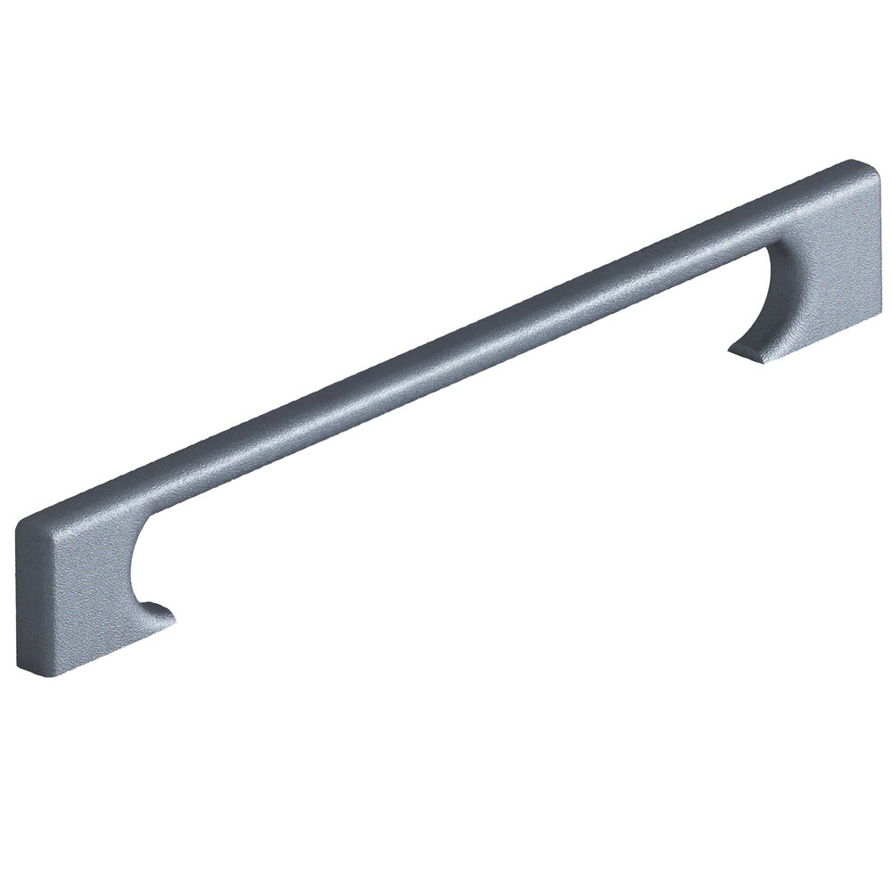 8" Centers Rectangular Cabinet Pull With Radiused Edges And Rectangular Scalloped Legs In Frost Chrome