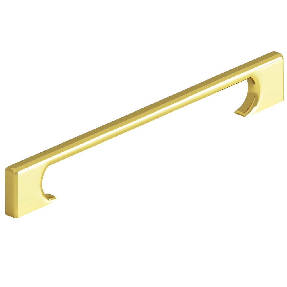 8" Centers Rectangular Cabinet Pull With Radiused Edges And Rectangular Scalloped Legs In French Gold