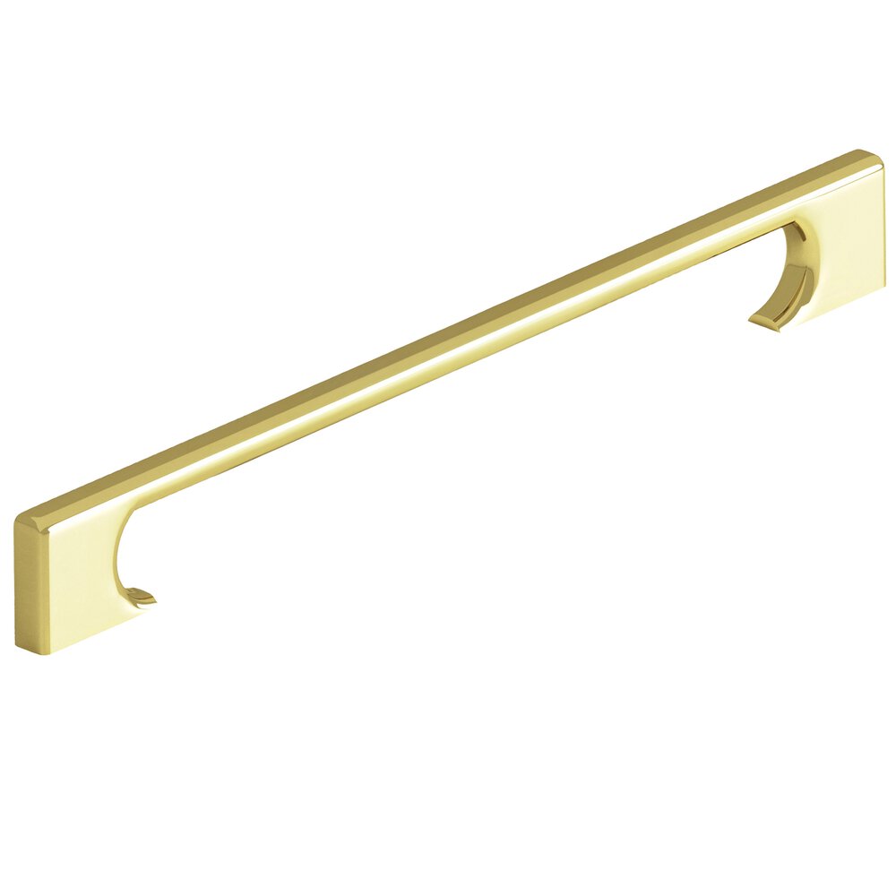 10" Centers Rectangular Appliance/Oversized Pull With Radiused Edges And Rectangular Scalloped Legs In Unlacquered Polished Brass