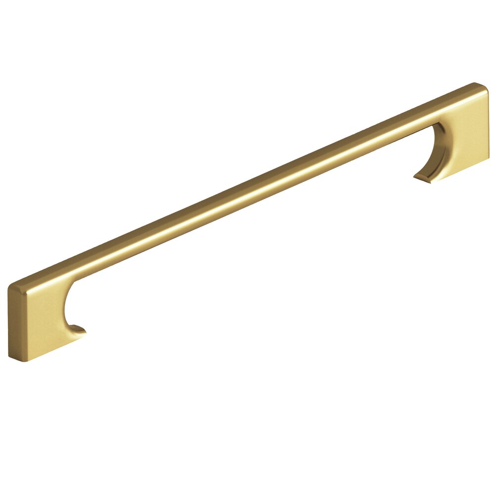 10" Centers Rectangular Appliance/Oversized Pull With Radiused Edges And Rectangular Scalloped Legs In Unlacquered Satin Brass