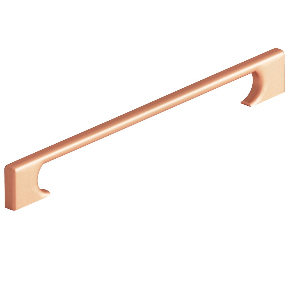 10" Centers Rectangular Appliance/Oversized Pull With Radiused Edges And Rectangular Scalloped Legs In Matte Satin Copper