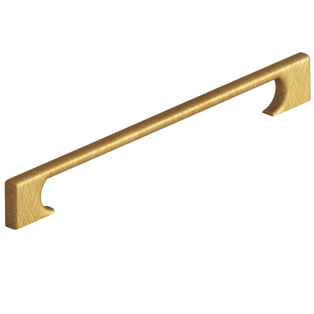 10" Centers Rectangular Appliance/Oversized Pull With Radiused Edges And Rectangular Scalloped Legs In Weathered Brass