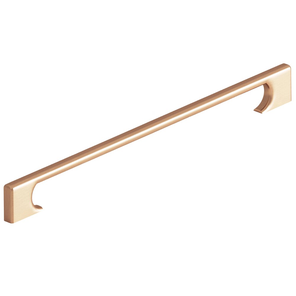 12" Centers Rectangular Appliance/Oversized Pull With Radiused Edges And Rectangular Scalloped Legs In Satin Bronze