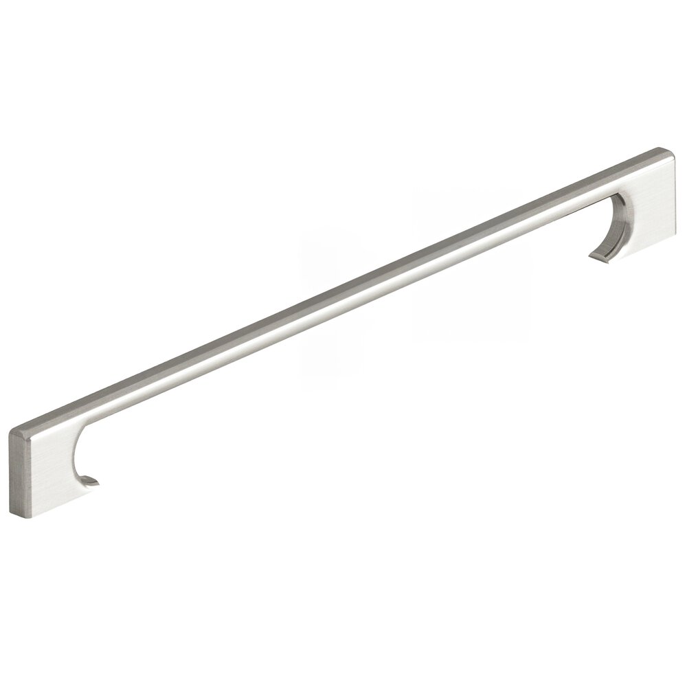 12" Centers Rectangular Appliance/Oversized Pull With Radiused Edges And Rectangular Scalloped Legs In Satin Nickel