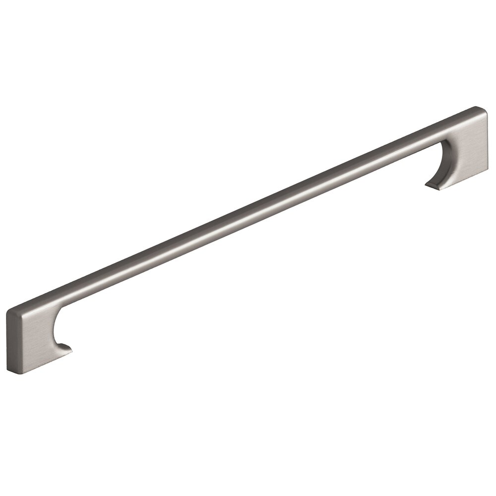 12" Centers Rectangular Appliance/Oversized Pull With Radiused Edges And Rectangular Scalloped Legs In Pewter