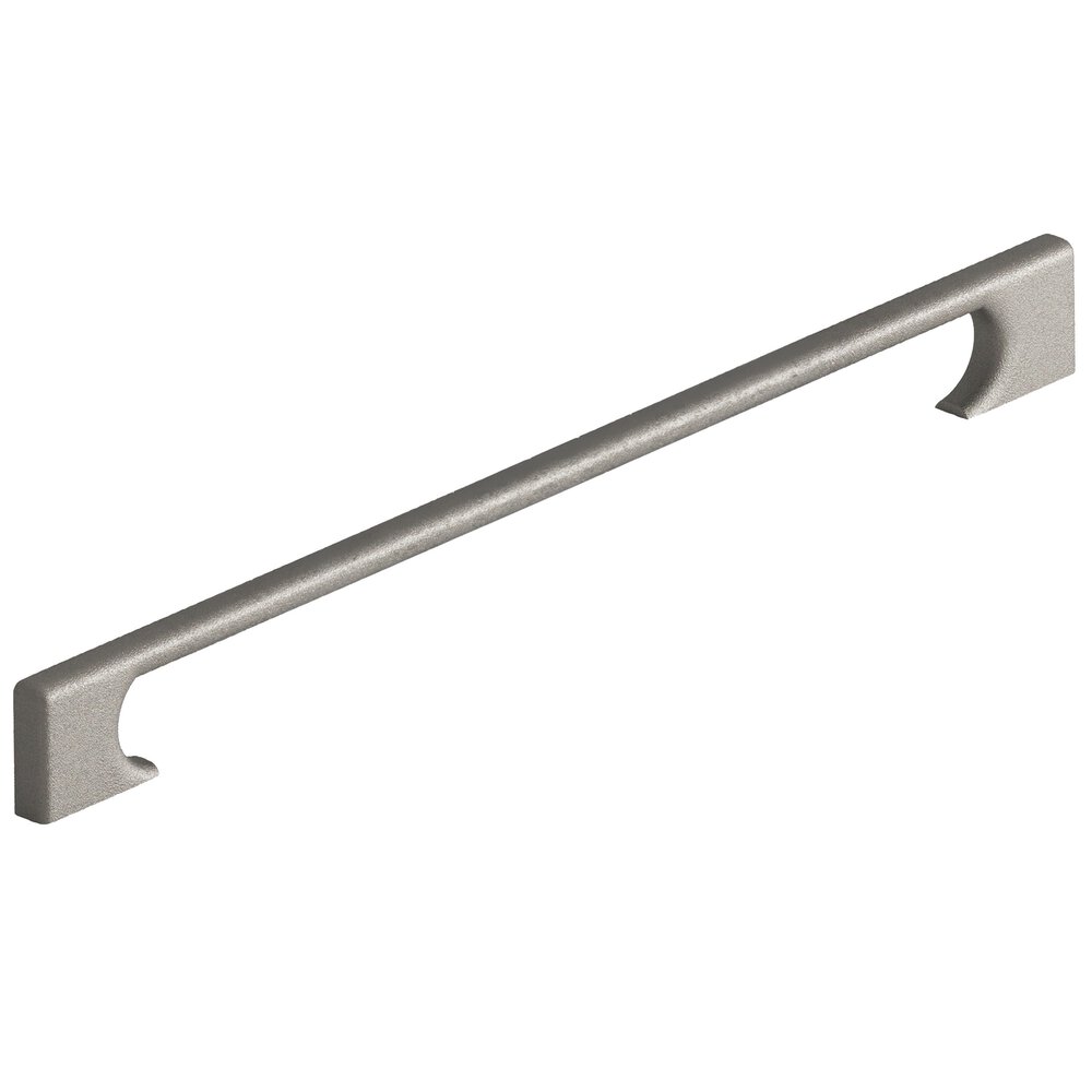 12" Centers Rectangular Appliance/Oversized Pull With Radiused Edges And Rectangular Scalloped Legs In Frost Nickel