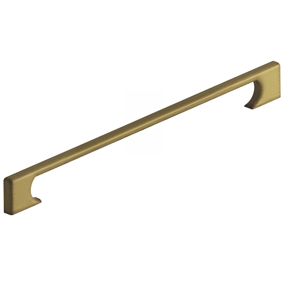 12" Centers Rectangular Appliance/Oversized Pull With Radiused Edges And Rectangular Scalloped Legs In Matte Antique Satin Brass