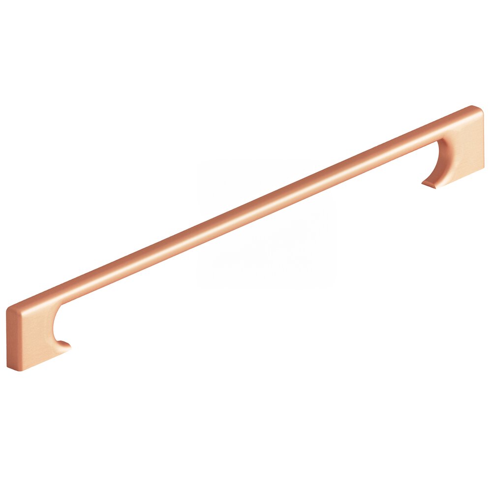 12" Centers Rectangular Appliance/Oversized Pull With Radiused Edges And Rectangular Scalloped Legs In Matte Satin Copper