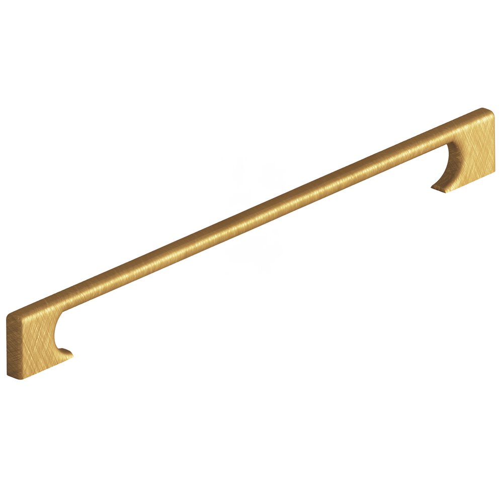12" Centers Rectangular Appliance/Oversized Pull With Radiused Edges And Rectangular Scalloped Legs In Weathered Brass