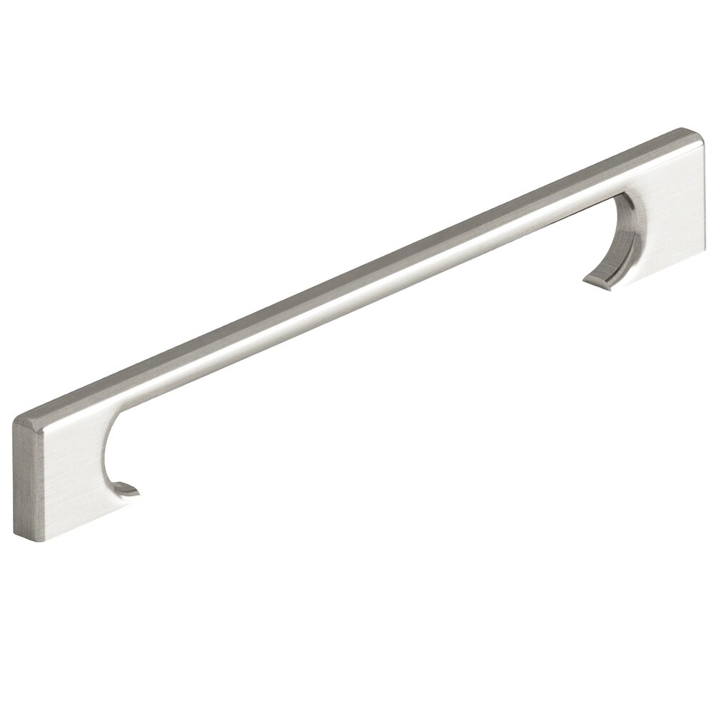 8" Centers Rectangular Appliance/Oversized Pull With Radiused Edges And Rectangular Scalloped Legs In Satin Nickel