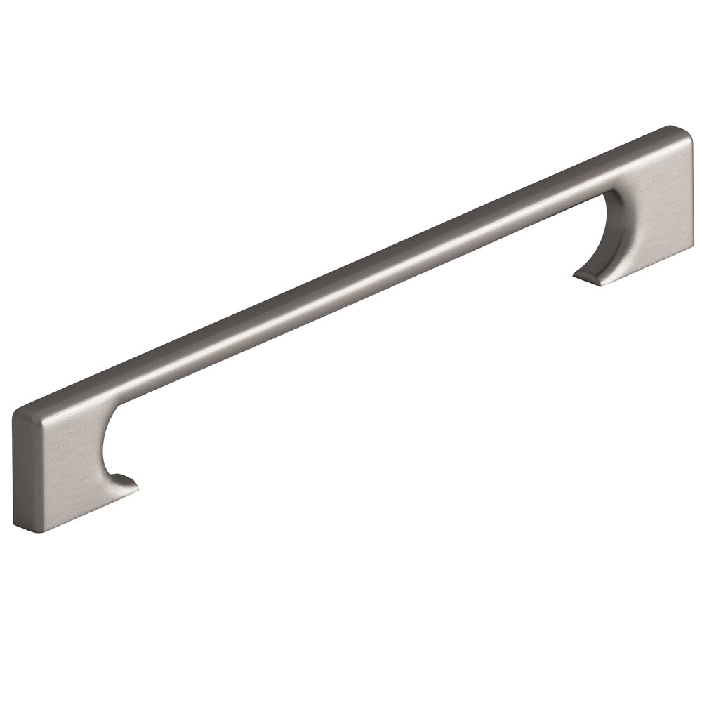 8" Centers Rectangular Appliance/Oversized Pull With Radiused Edges And Rectangular Scalloped Legs In Pewter