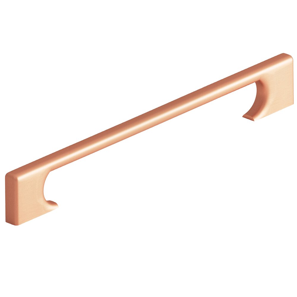 8" Centers Rectangular Appliance/Oversized Pull With Radiused Edges And Rectangular Scalloped Legs In Matte Satin Copper