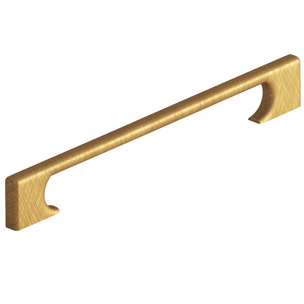 8" Centers Rectangular Appliance/Oversized Pull With Radiused Edges And Rectangular Scalloped Legs In Weathered Brass