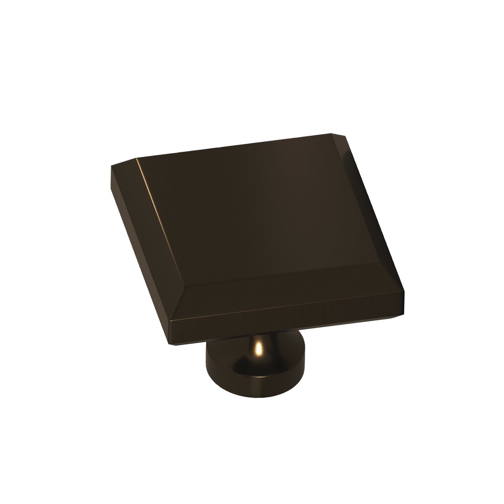 1.25" Square Beveled Cabinet Knob With Flared Post In Oil Rubbed Bronze