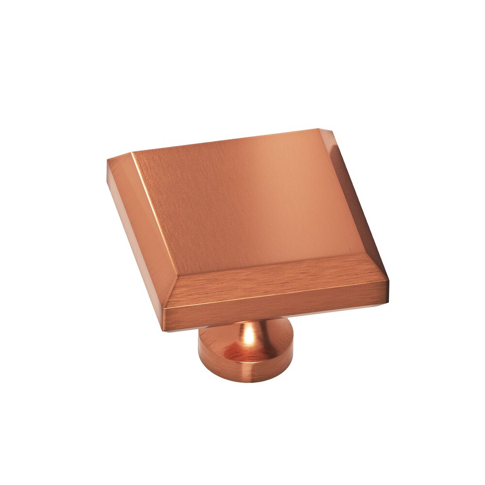 1.25" Square Beveled Cabinet Knob With Flared Post In Antique Copper