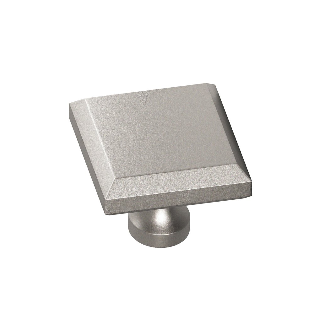 1.25" Square Beveled Cabinet Knob With Flared Post In Frost Nickel™
