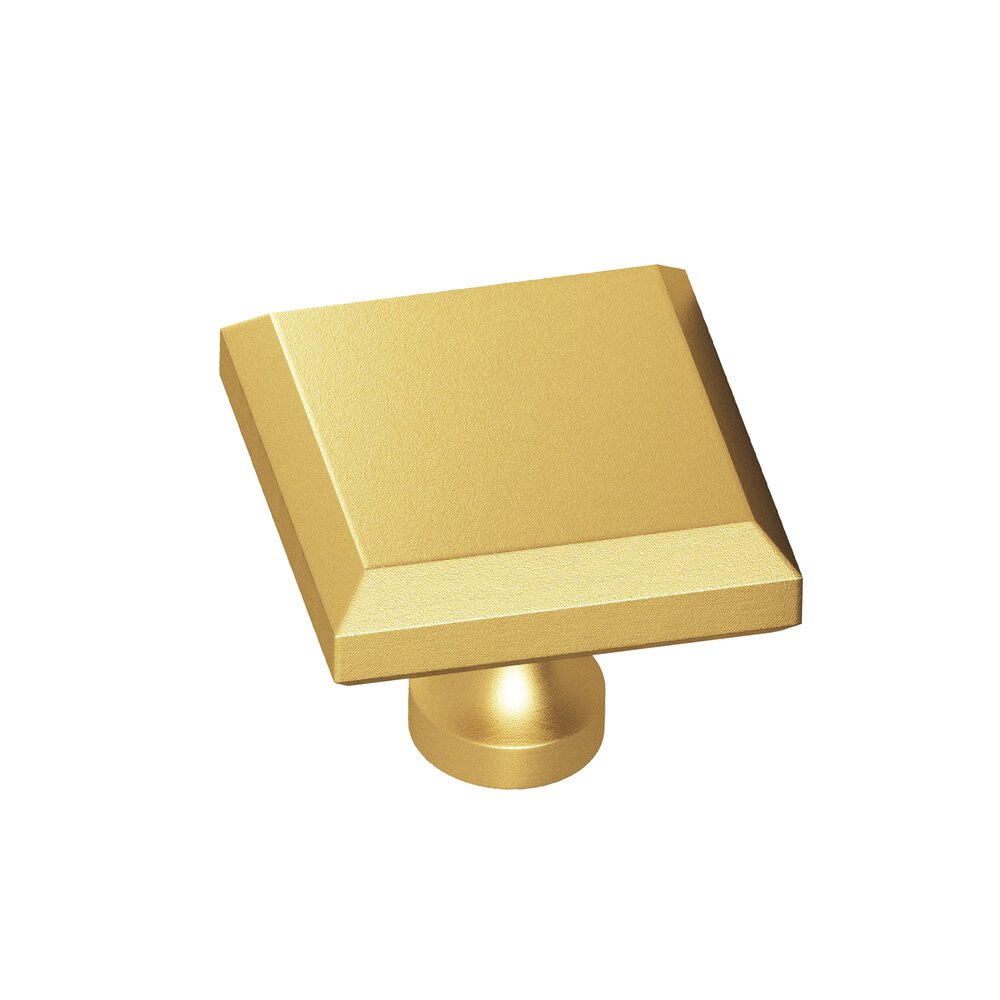 1.25" Square Beveled Cabinet Knob With Flared Post In Frost Brass™