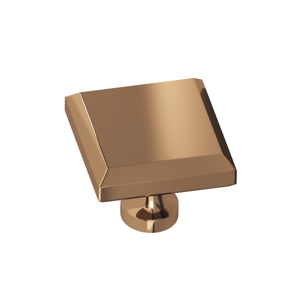 1.25" Square Beveled Cabinet Knob With Flared Post In Polished Bronze