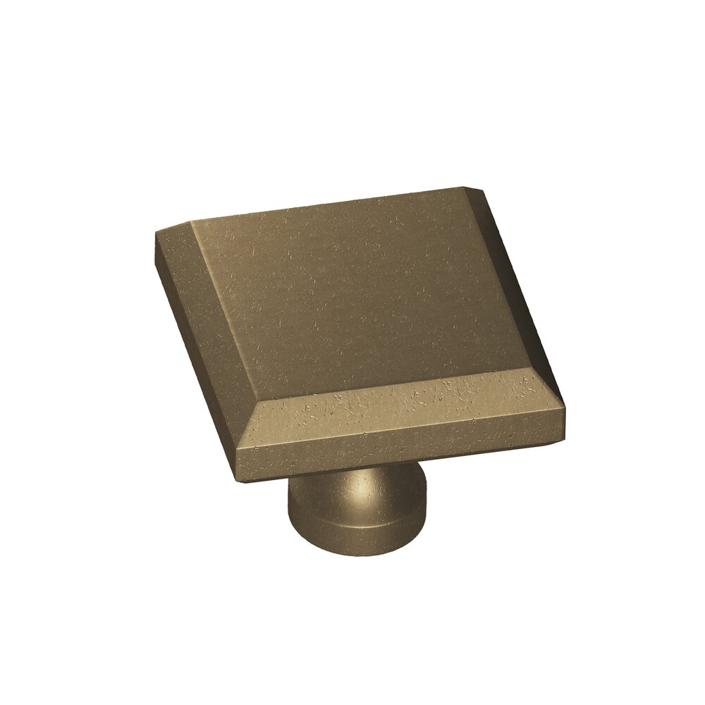 1.25" Square Beveled Cabinet Knob With Flared Post In Distressed Oil Rubbed Bronze