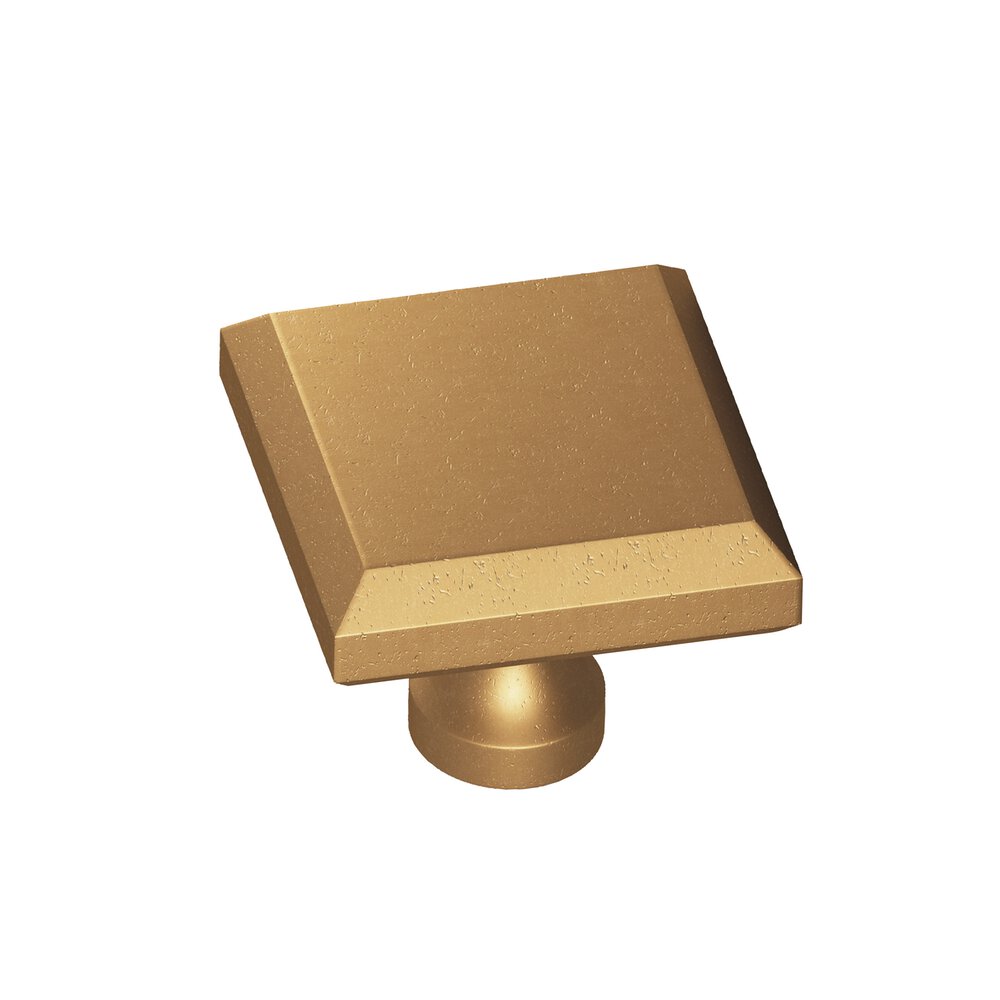 1.25" Square Beveled Cabinet Knob With Flared Post In Distressed Light Statuary Bronze