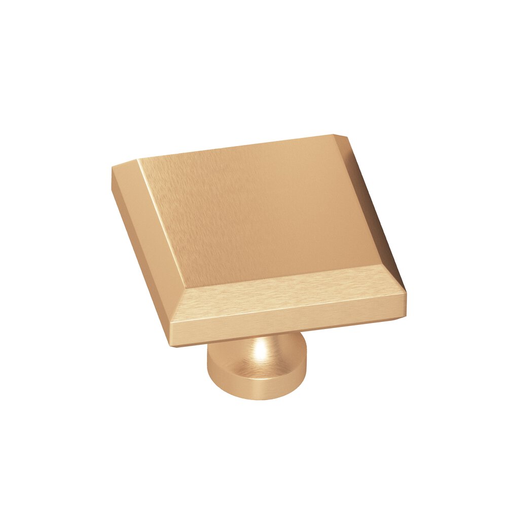 1.25" Square Beveled Cabinet Knob With Flared Post In Matte Satin Bronze
