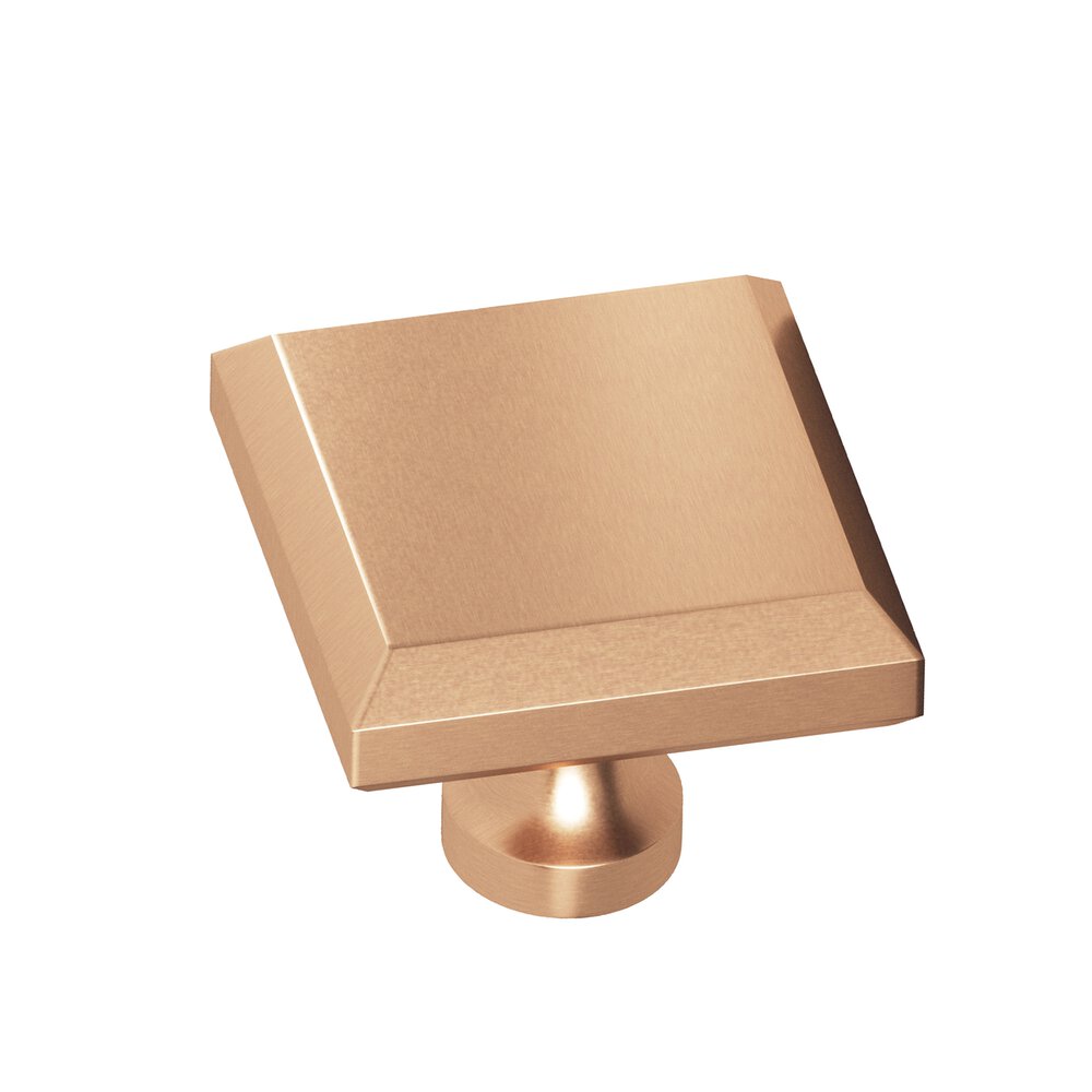 1.5" Square Beveled Cabinet Knob With Flared Post In Satin Bronze