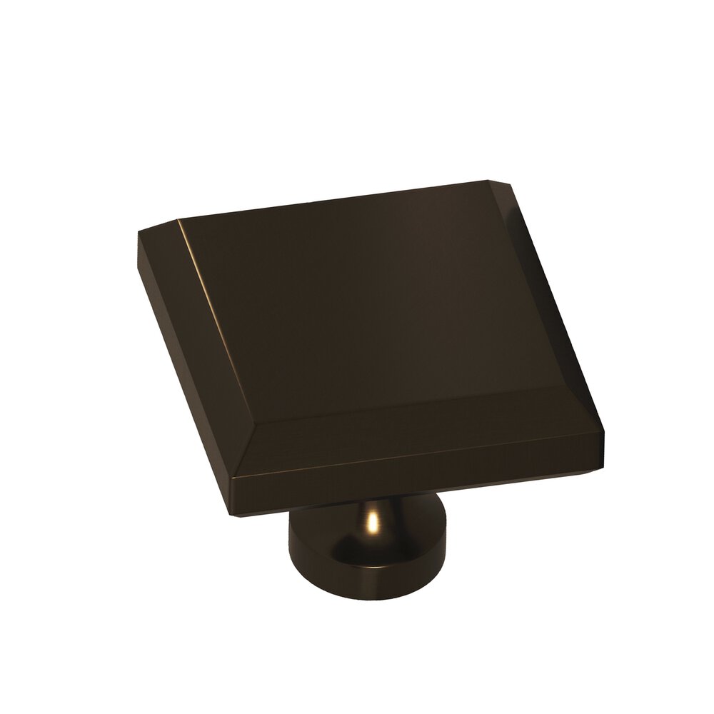 1.5" Square Beveled Cabinet Knob With Flared Post In Oil Rubbed Bronze