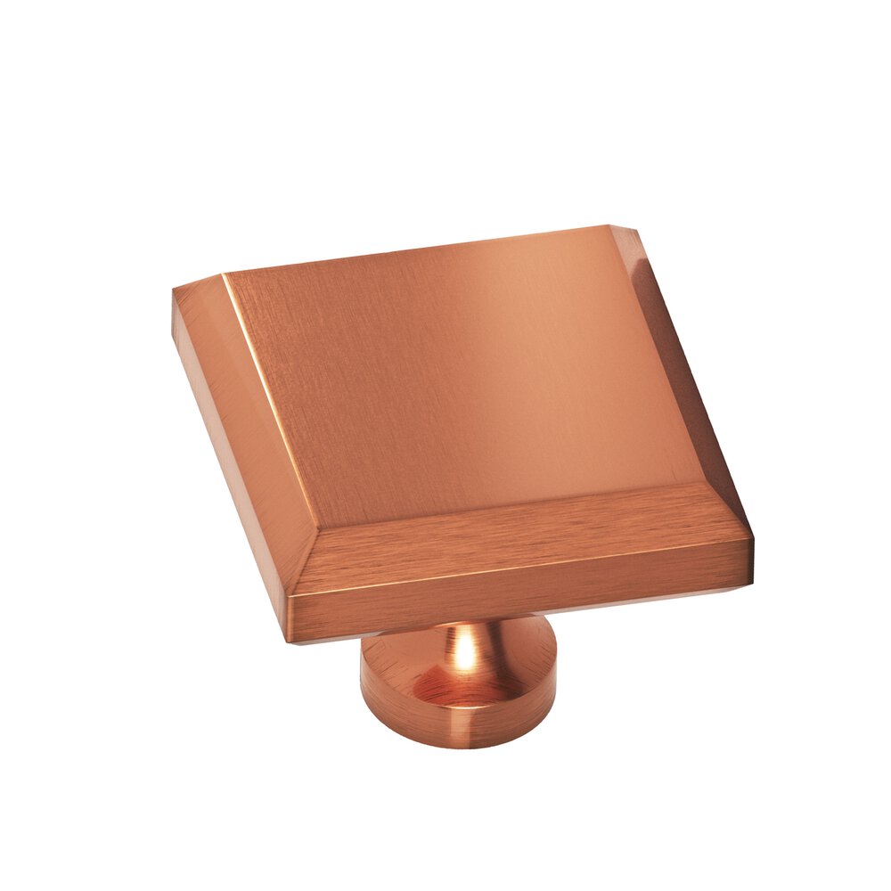 1.5" Square Beveled Cabinet Knob With Flared Post In Antique Copper