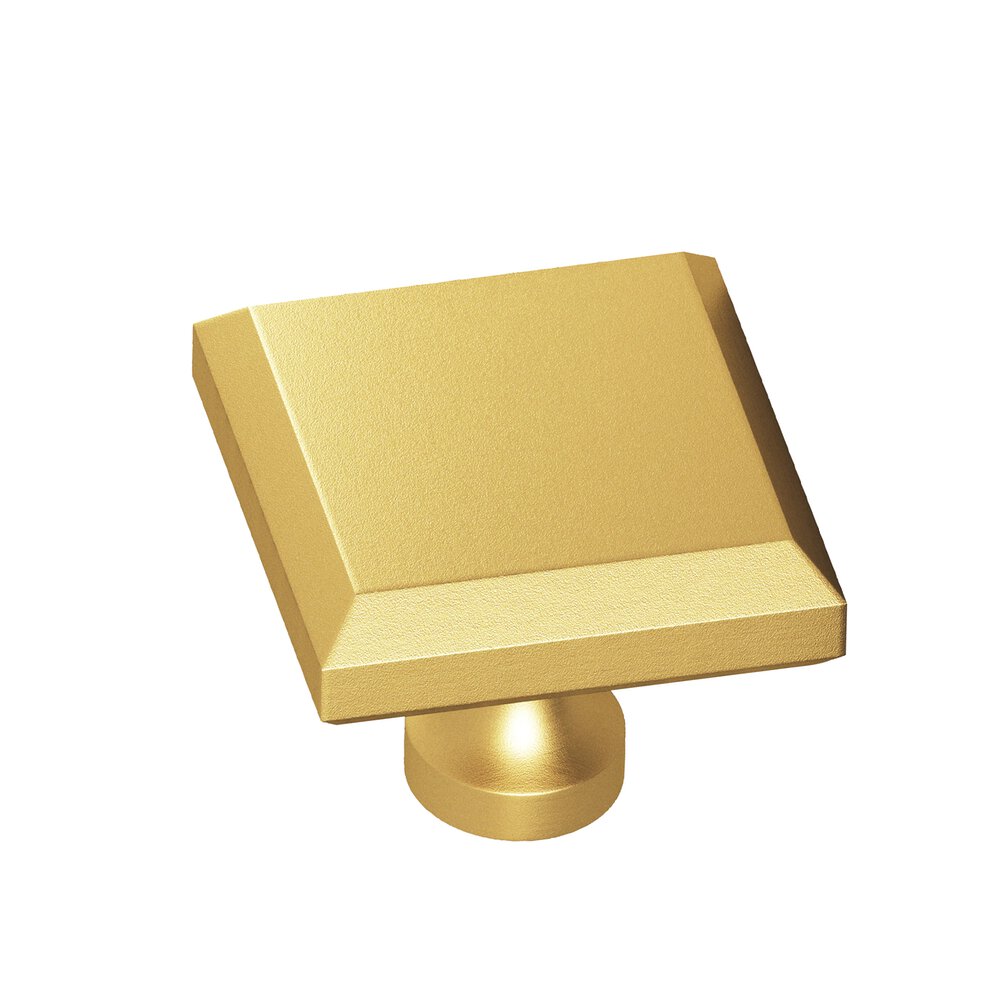 1.5" Square Beveled Cabinet Knob With Flared Post In Frost Brass™