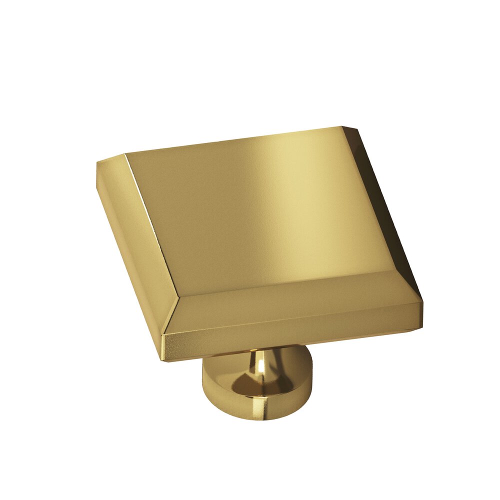 1.5" Square Beveled Cabinet Knob With Flared Post In Antique Bronze