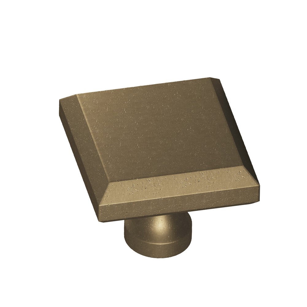 1.5" Square Beveled Cabinet Knob With Flared Post In Distressed Oil Rubbed Bronze
