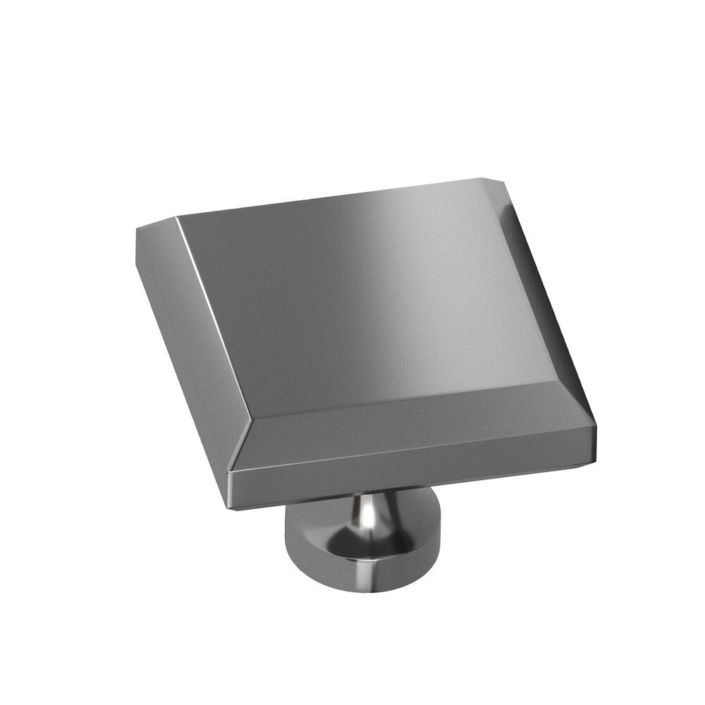 1.5" Square Beveled Cabinet Knob With Flared Post In Graphite