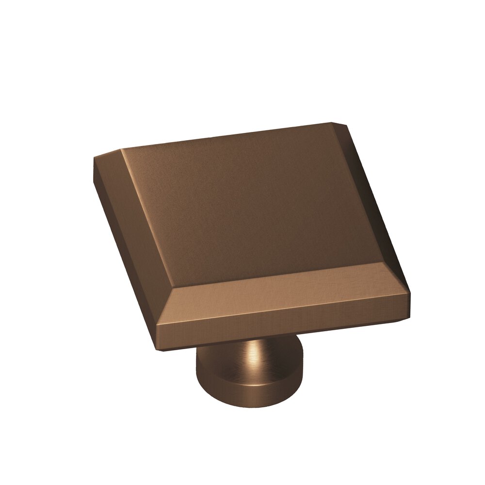 1.5" Square Beveled Cabinet Knob With Flared Post In Matte Oil Rubbed Bronze
