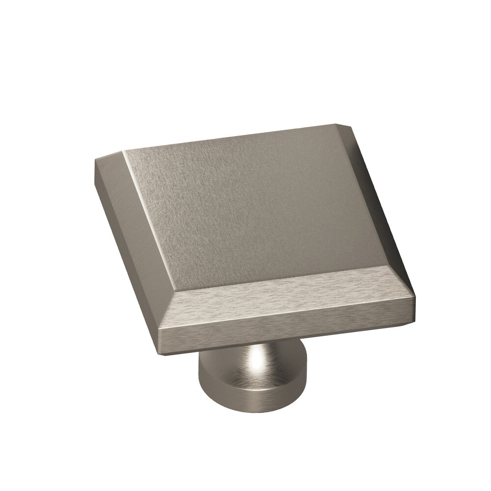 1.5" Square Beveled Cabinet Knob With Flared Post In Matte Pewter