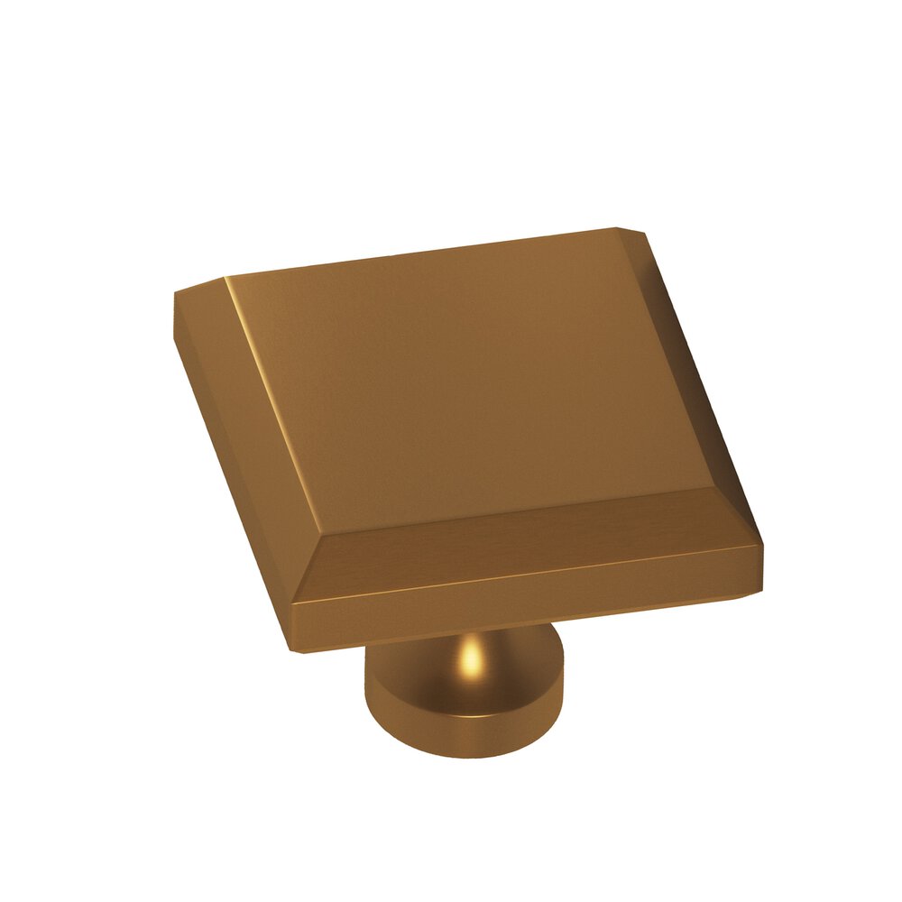 1.5" Square Beveled Cabinet Knob With Flared Post In Matte Light Statuary Bronze