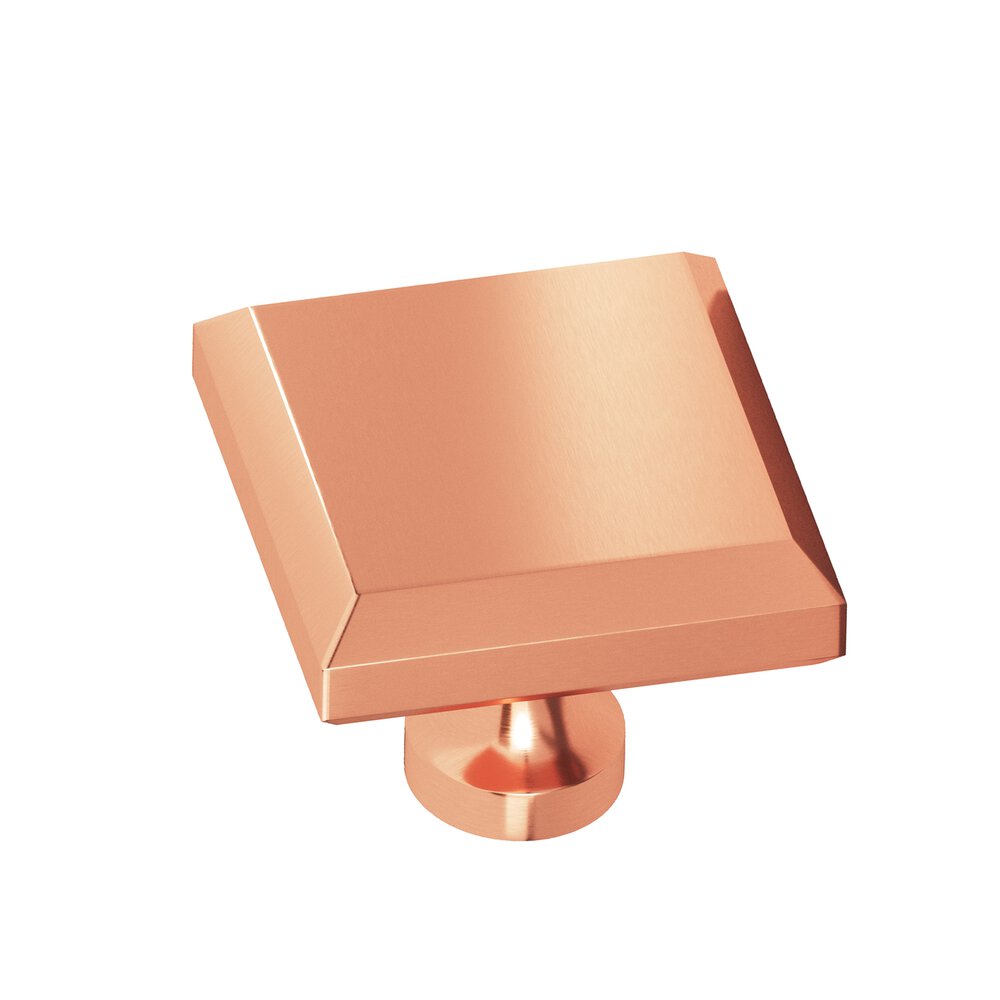 1.5" Square Beveled Cabinet Knob With Flared Post In Satin Copper
