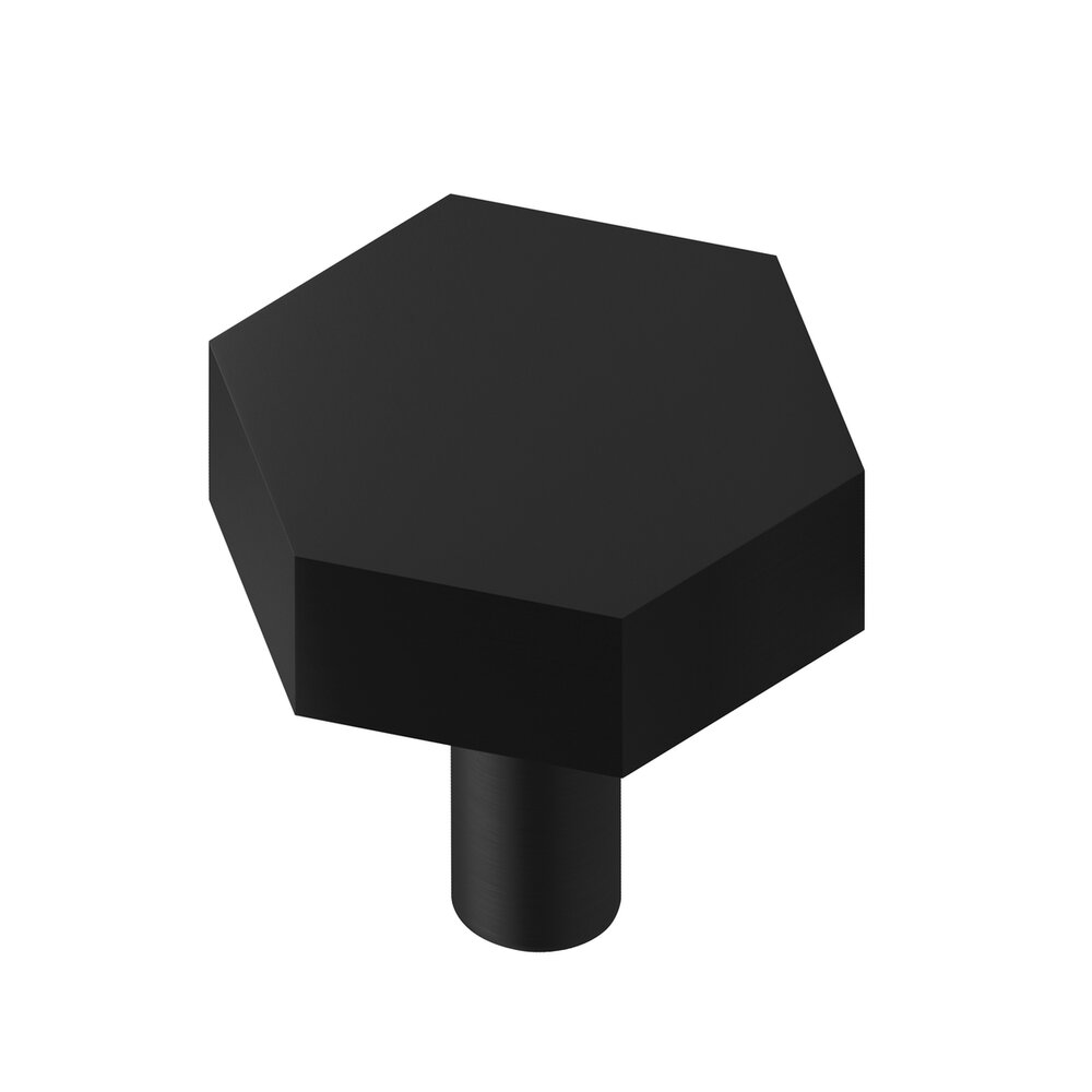 1 1/2" Diameter Hexagon Knob in Matte Satin Black