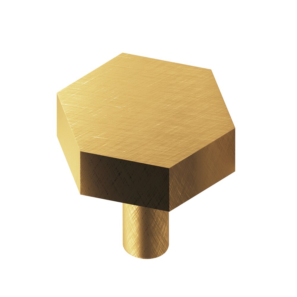 1 1/2" Diameter Hexagon Knob/Straight Shank in Weathered Brass