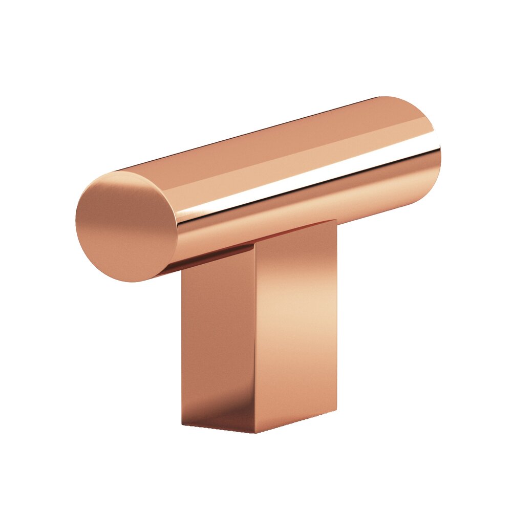 1 1/2" Long Rectangular Post Knob in Polished Copper